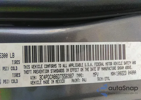 2013 Dodge Journey Se z USA, uszkodzony, nr VIN 3C4PDCAB6DT556987